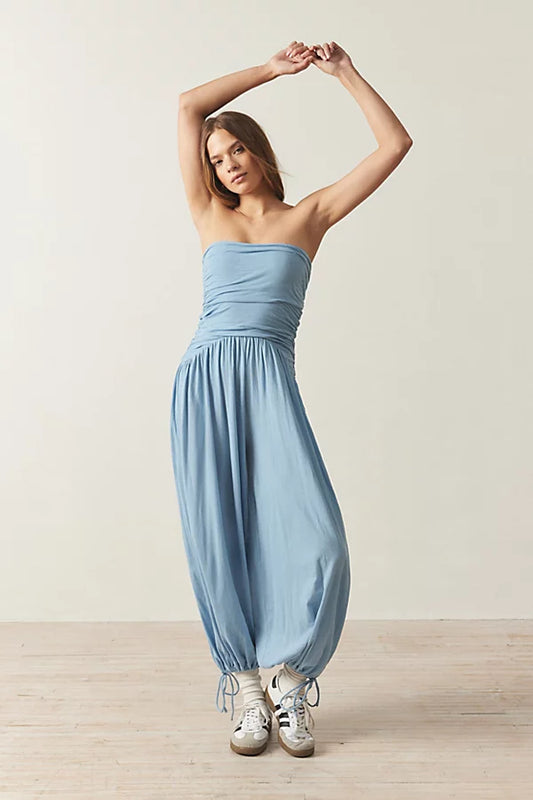 Urban Outfitters Blue Strapless Jumpsuit - Small