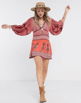 Free People Luna Scarf Print Tunic Dress - XL