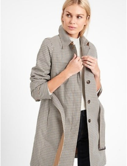 Banana Republic Plaid Rain Coat - Small