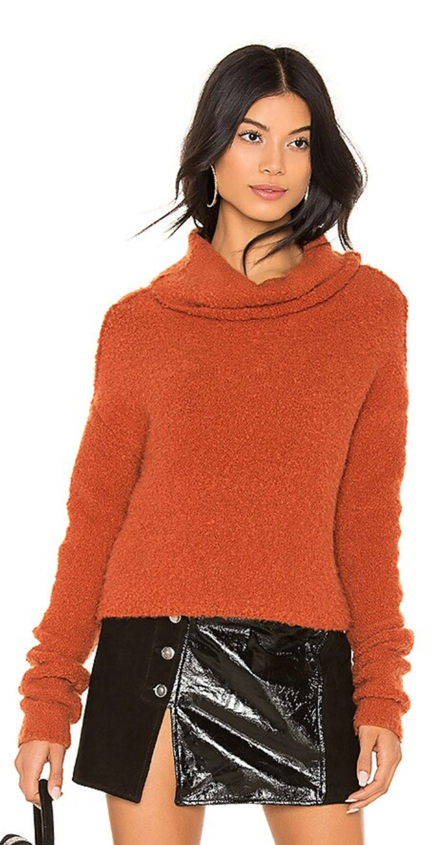Free People Orange Funnel Neck Sweater - Medium