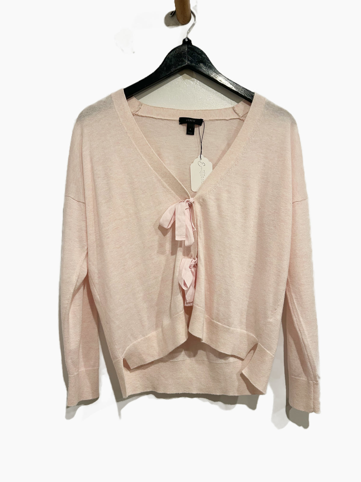 J.Crew Bow-Front Cardigan Sweater in Heather Pink - Small