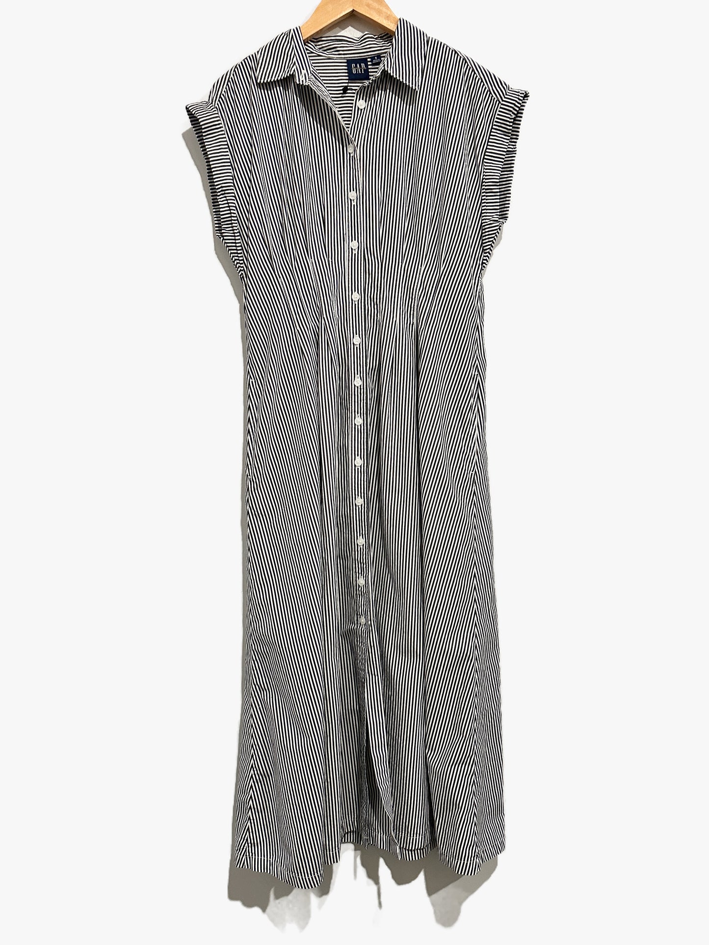 Gap NWT Poplin Midi Shirtdress in Black Stripe -  Small