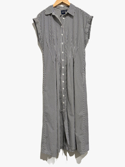 Gap NWT Poplin Midi Shirtdress in Black Stripe -  Small