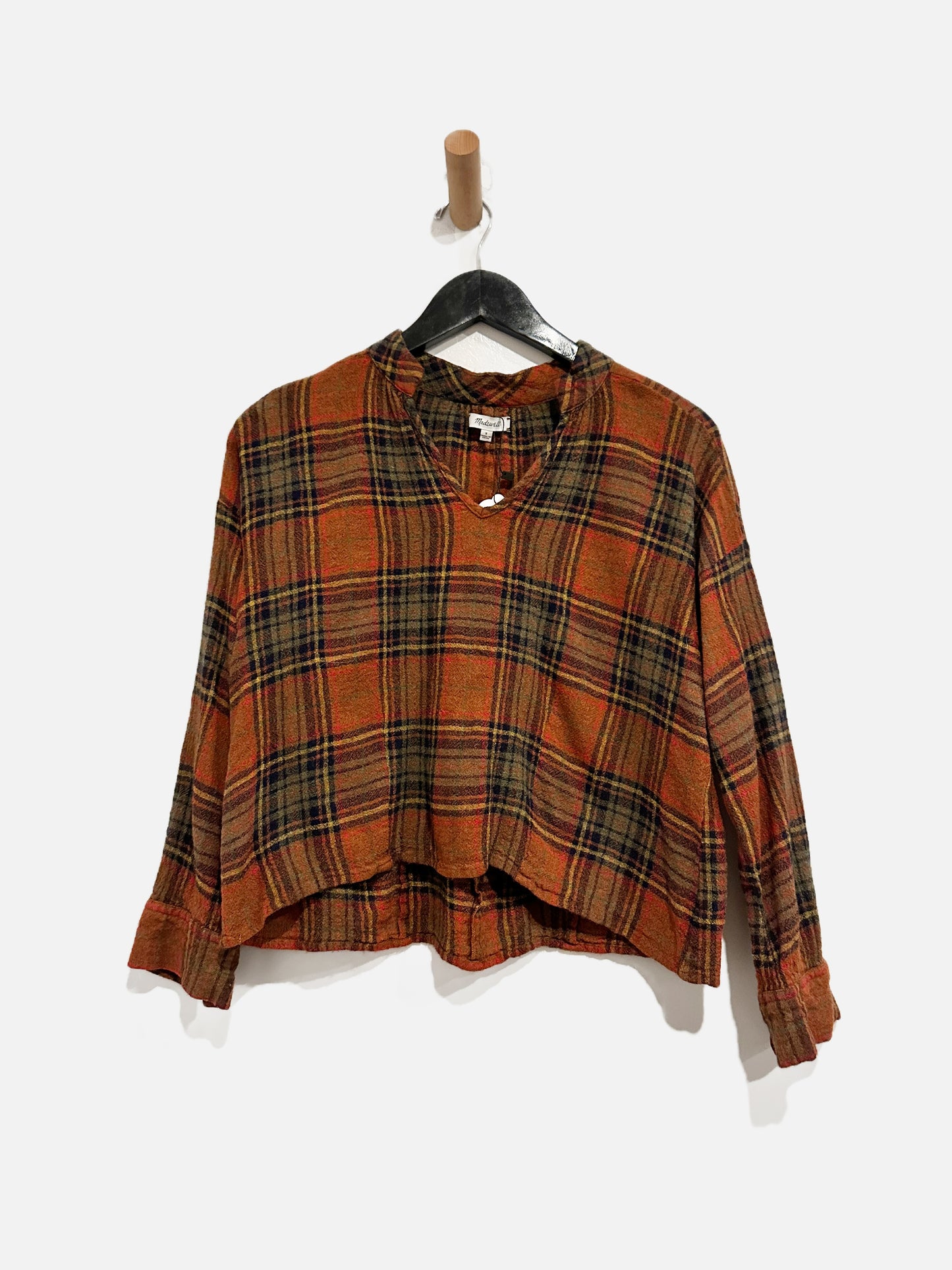 Madewell Brown Plaid Top - Small