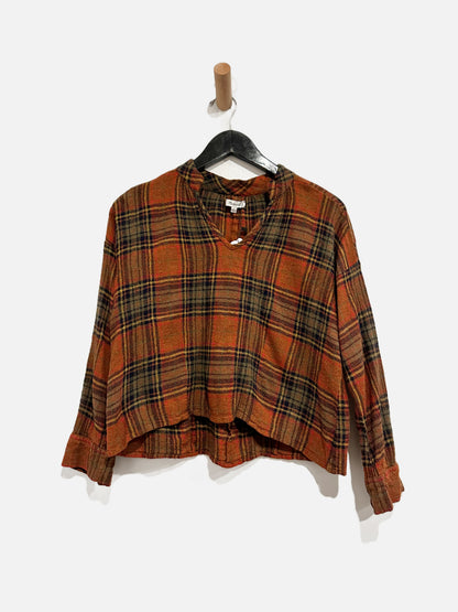 Madewell Brown Plaid Top - Small