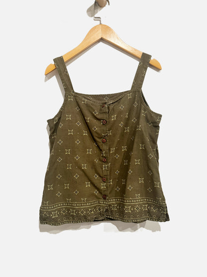 Vintage Faded Glory Olive Handkerchief Pattern Tank - Small
