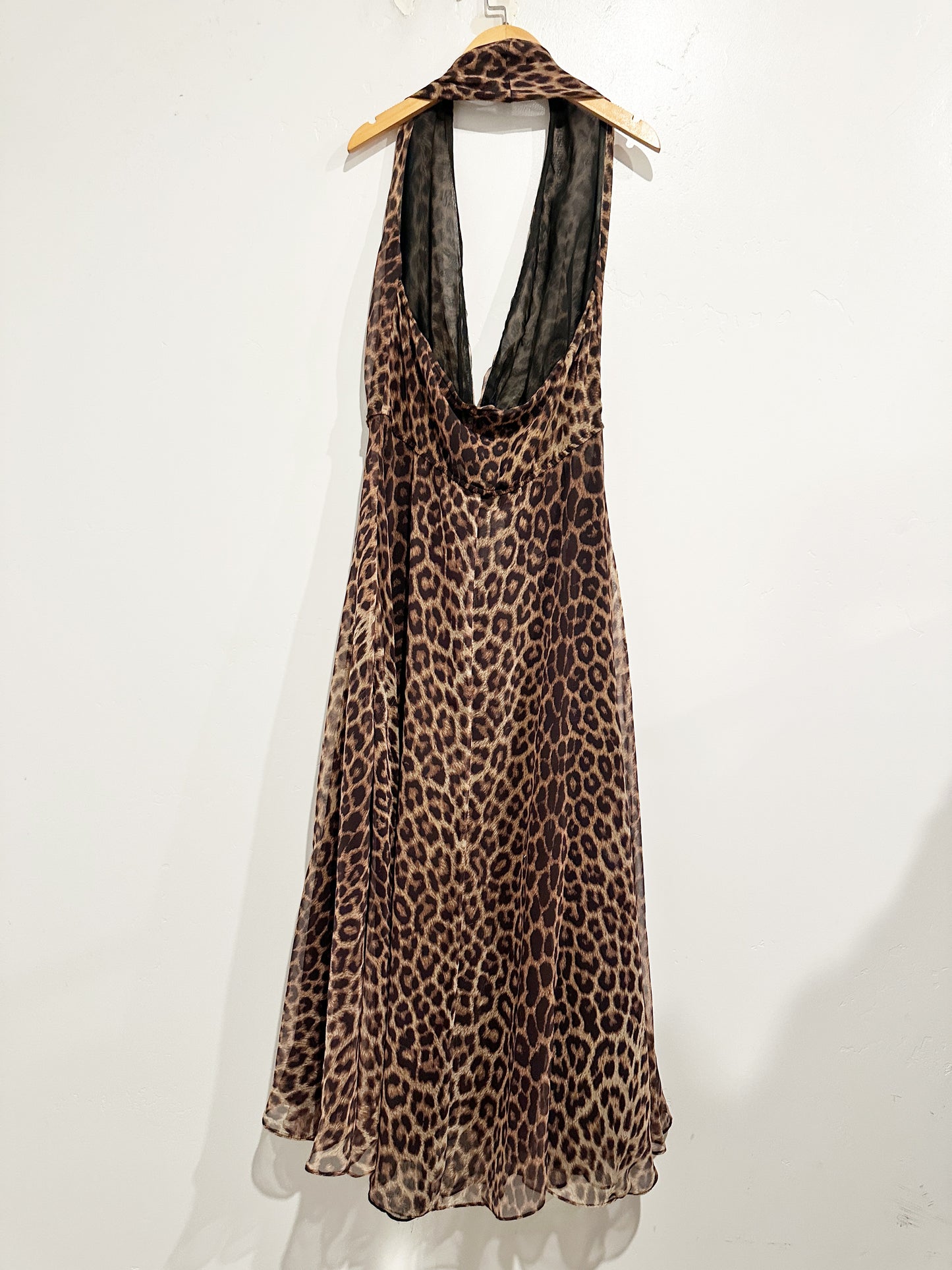 Andrea Behar Vintage Leopard Print Halter Maci Dress - Medium