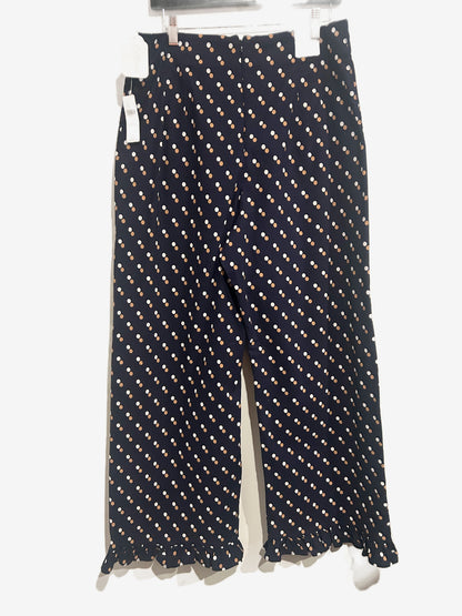NWT Anthropologie Maeve Colette Cropped High Rise Wide Leg Trousers in Blue Dot - 32T
