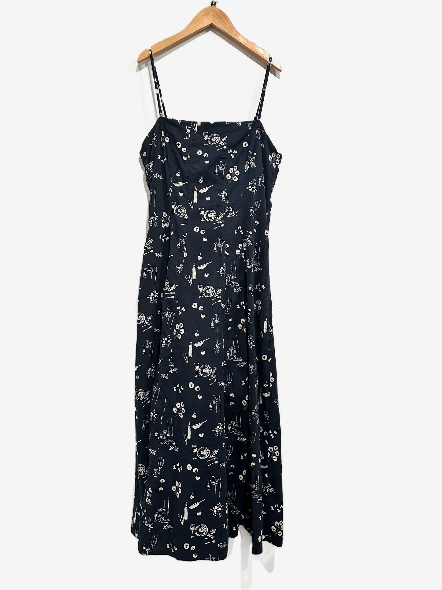 Abercrombie & Fitch Navy Print Midi Dress - Large