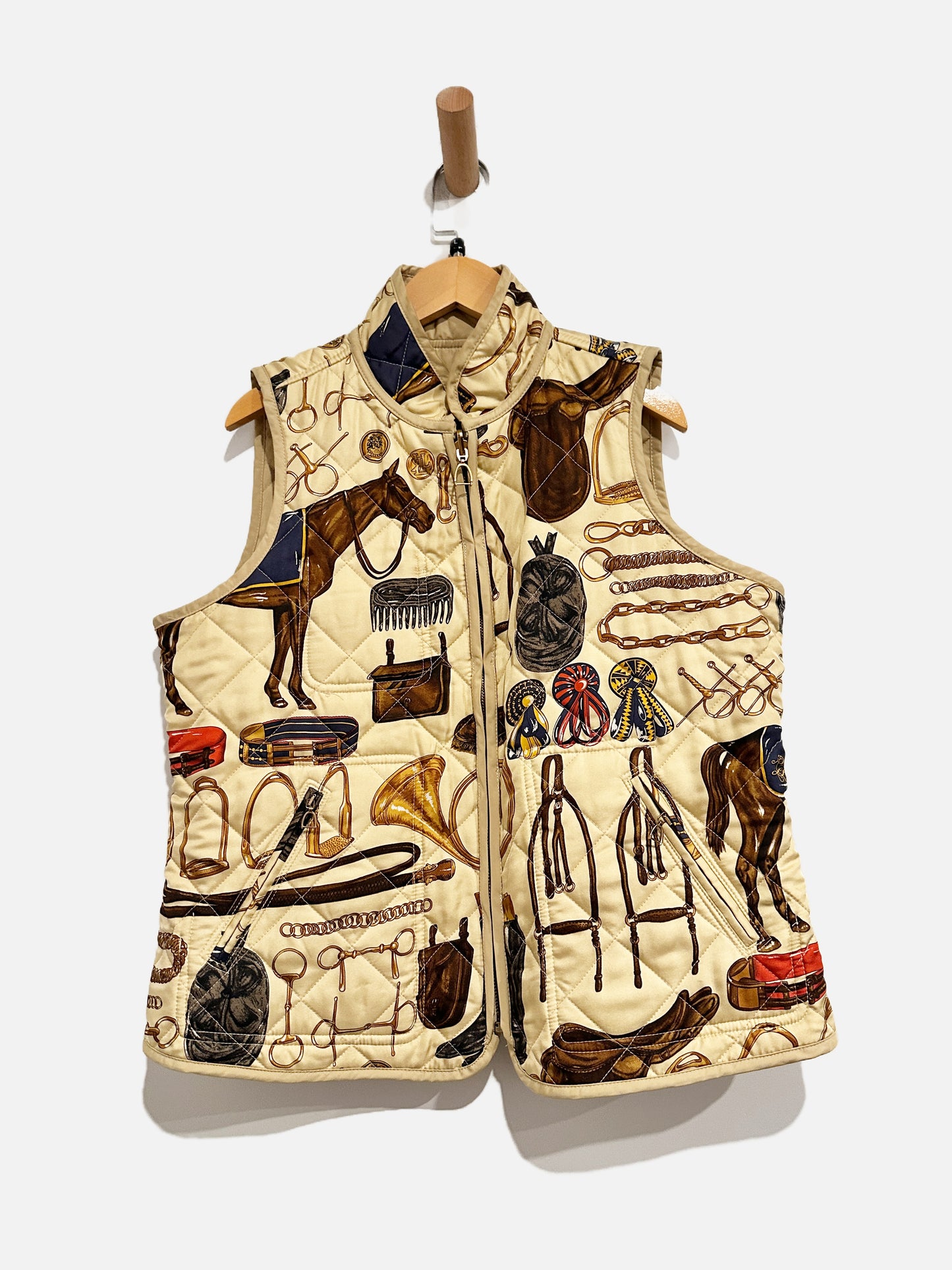 Ralph Lauren Tan Reversible Horse Vest - Large