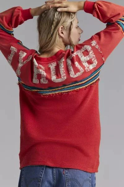 Urban Outfitters Red NY Rugby Knit LS Top - Small