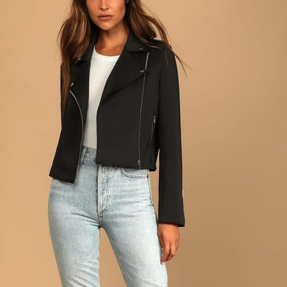 Lulus Living On the Edge Black Moto Jacket Size XL