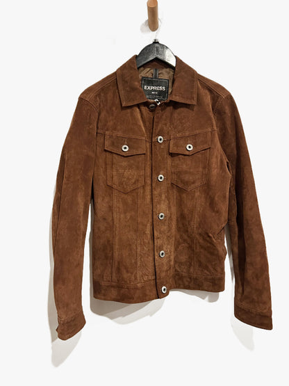 Express Vintage Brown Leather Shacket - Medium