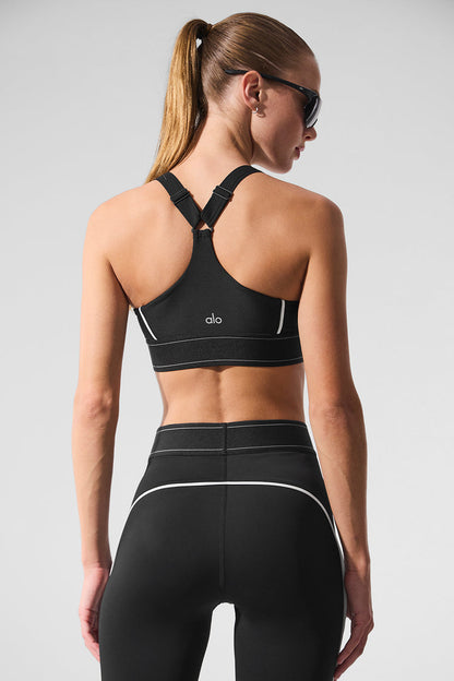 alo Airlift Suit Up Bra in Black/White - Small