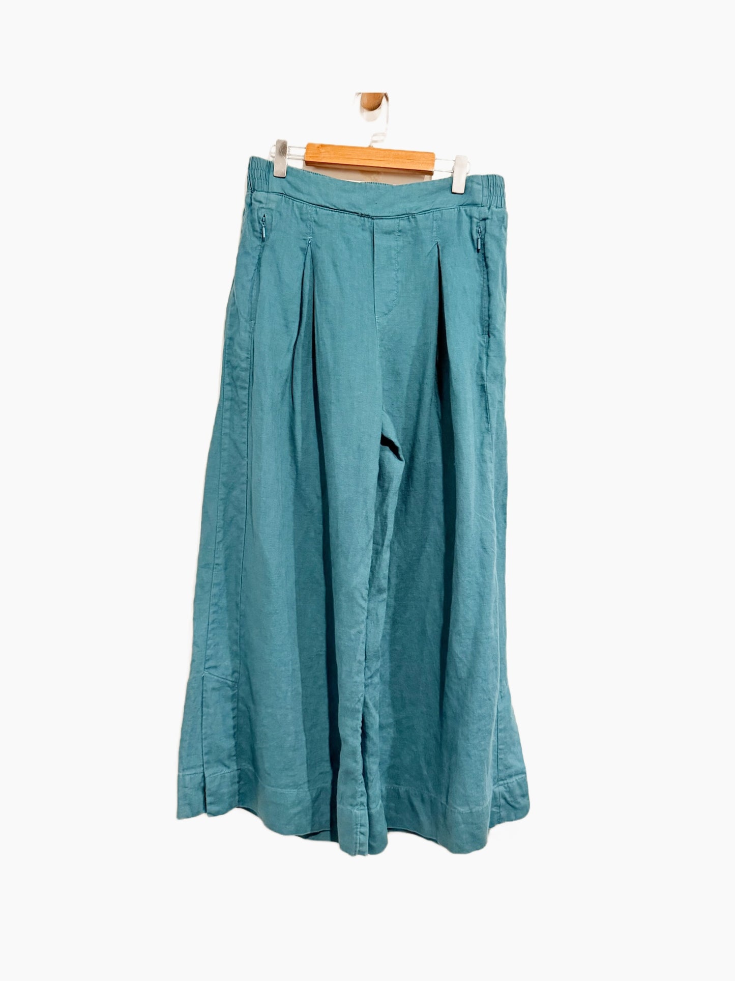 Athleta Playa Linen Wide Crop Pant in Borealis Green - 8