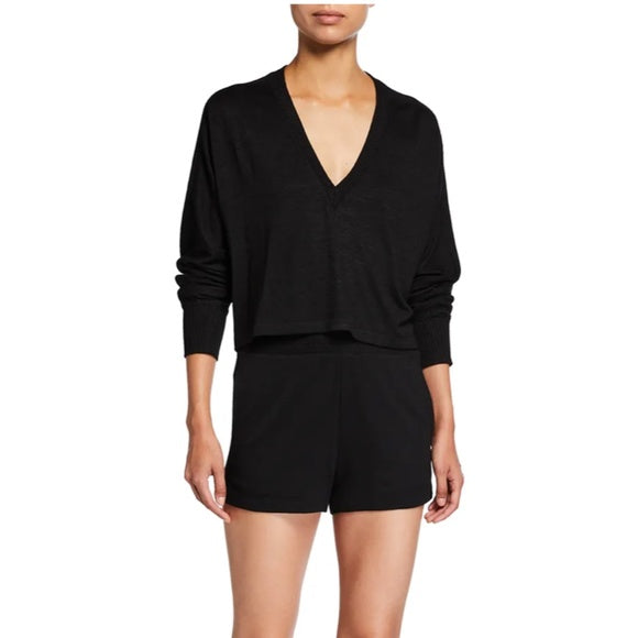 Rag & Bone Black V-Neck LS Top - Medium