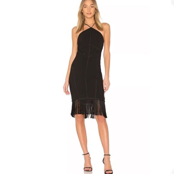 Cinq a Sept Bryn Black Fringe Dress Size 2