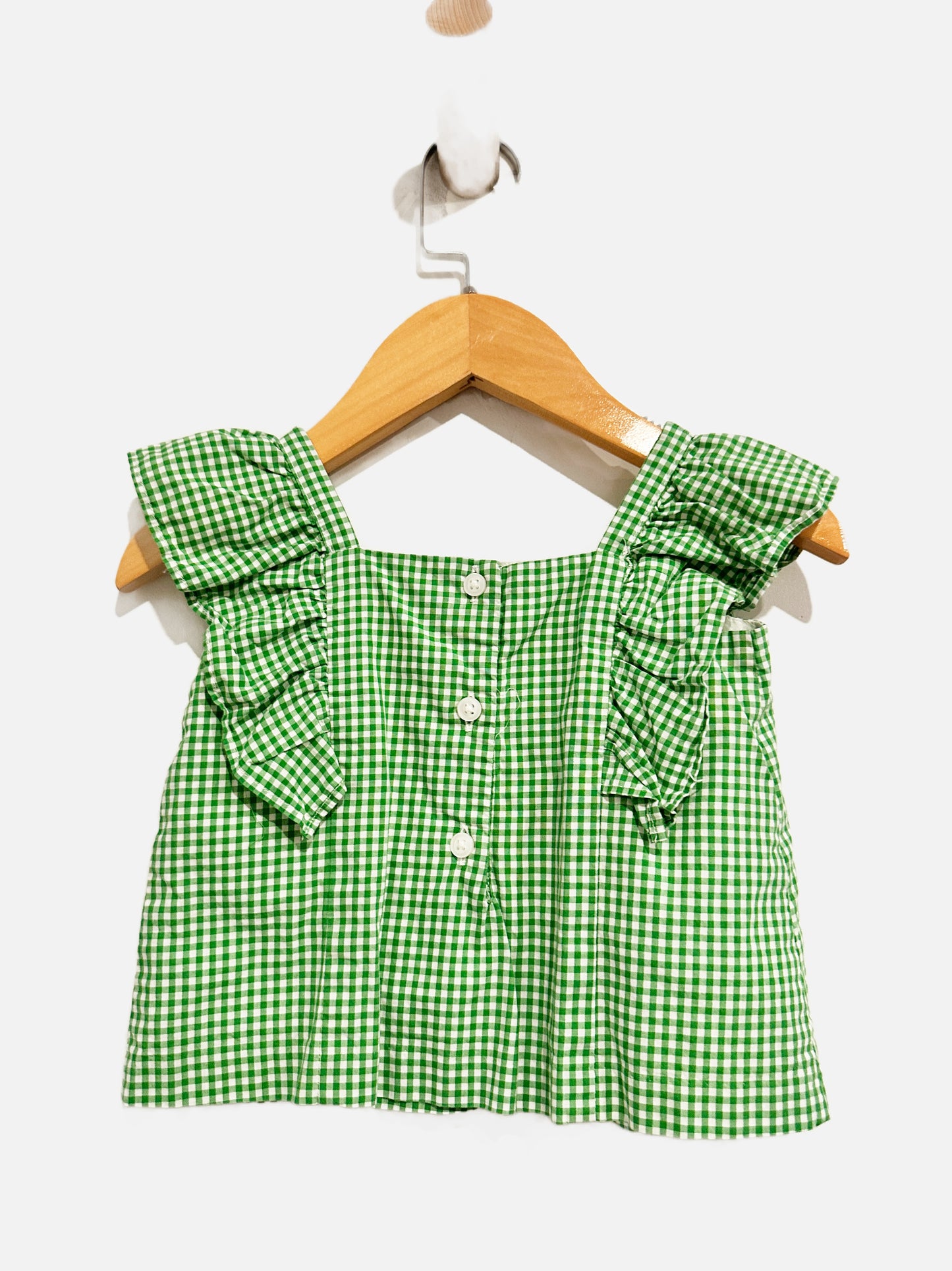 Janie & Jack Green and White Embroidered Top - 18-24Mo