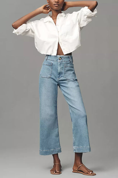 Anthropologie Maeve The Collette High Rise Wide Leg Cropped Jeans - 29