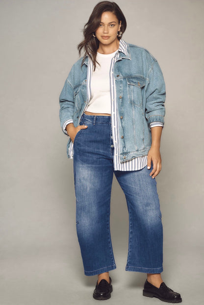 Anthropologie Pilcro The Arin Mid-Rise Button-Front Barrel Pant in Plover Wash - 34T