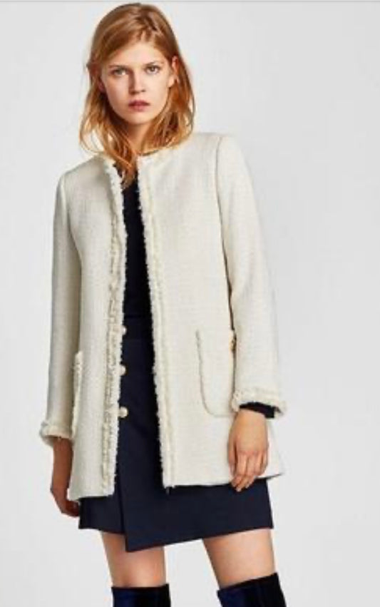 Zara Cream Boucle Blazer - Medium