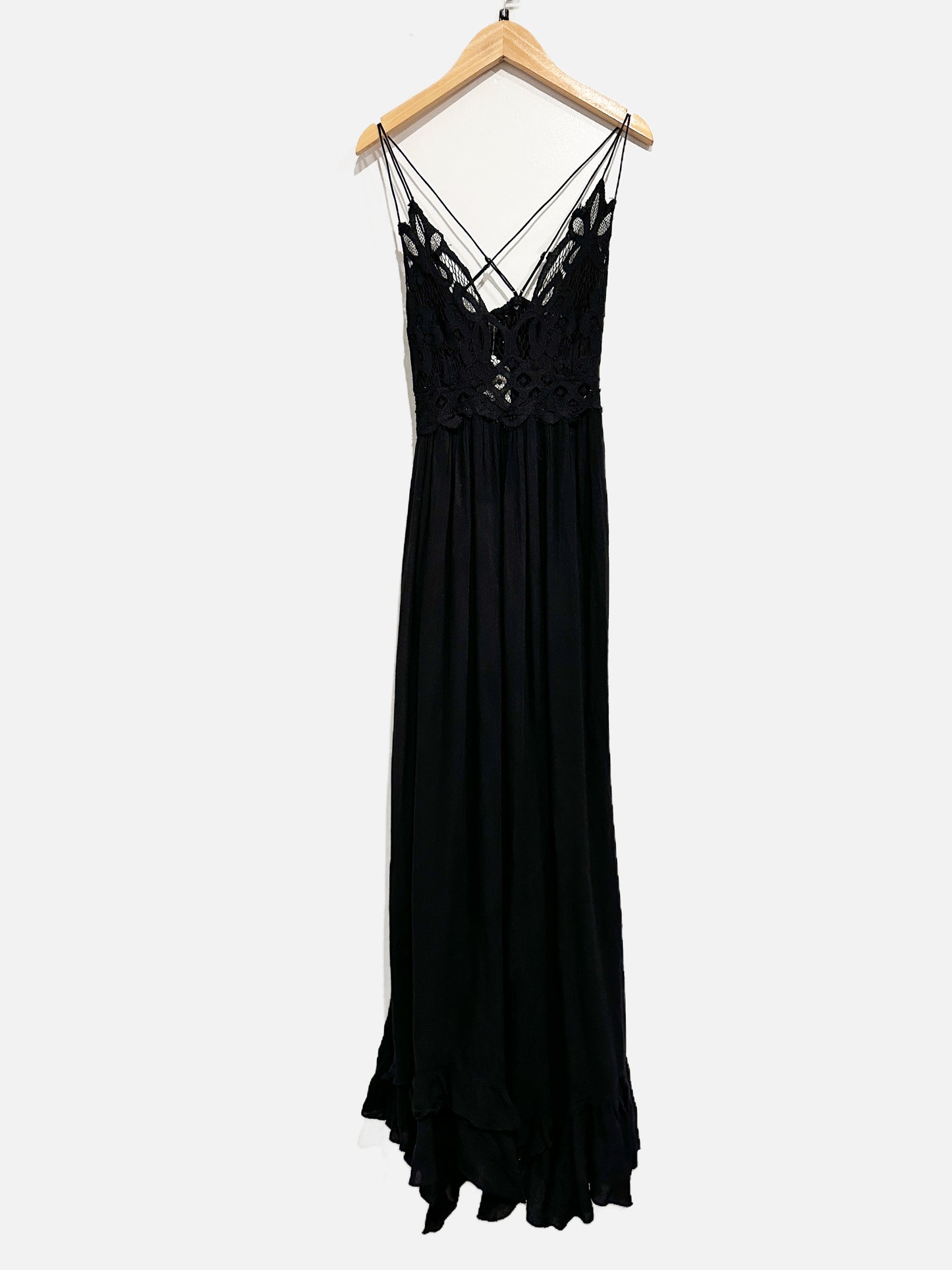 Free People Black Adella Slip Maxi Dress - Small
