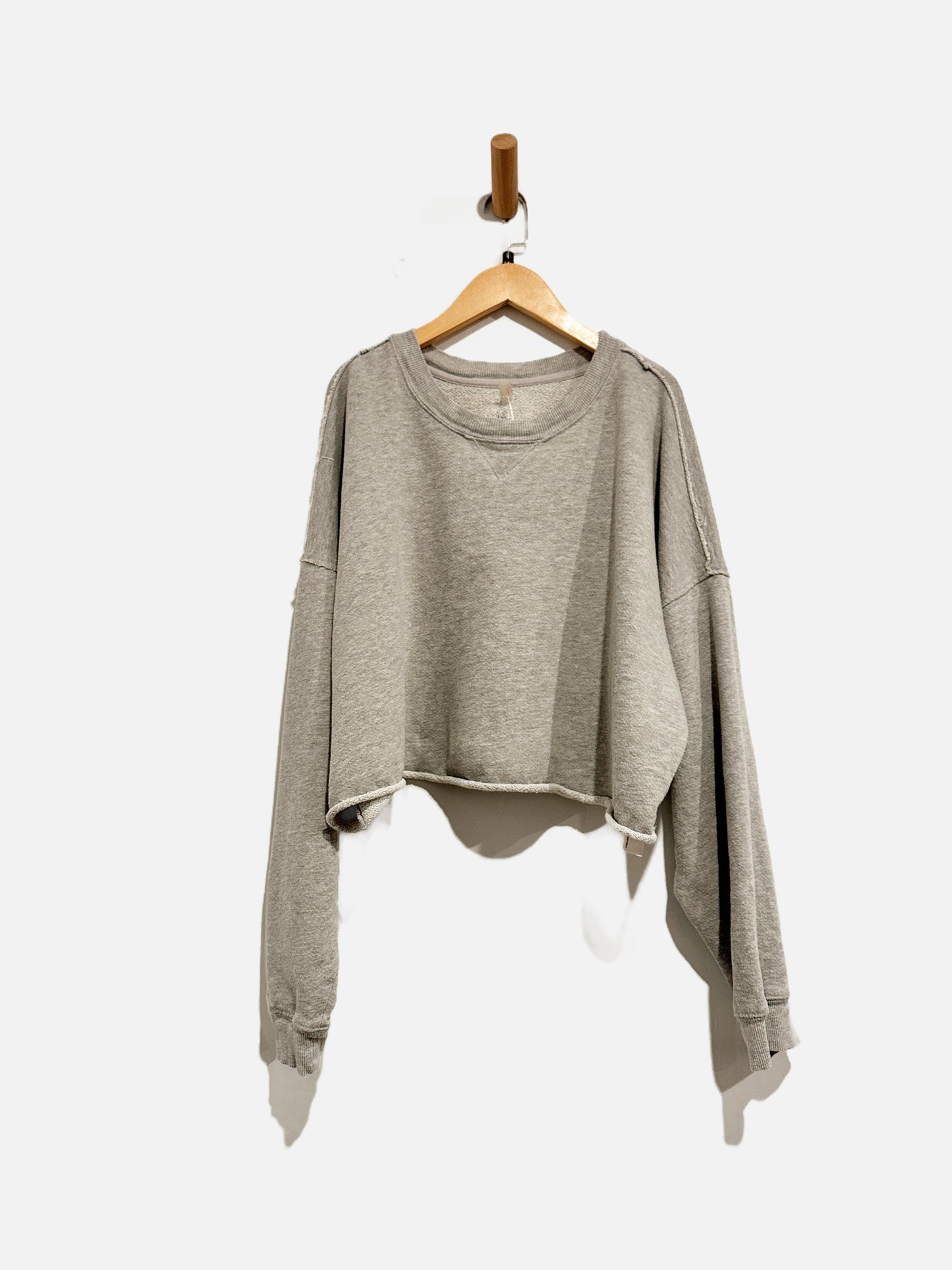 Free People Gray Cropped Sweatshirt - Large