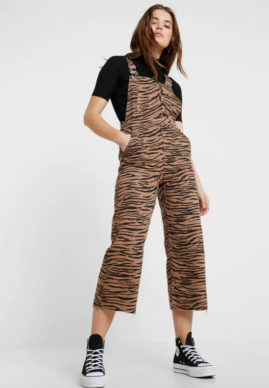 Top Shop Brown Animal Print Overalls - 2
