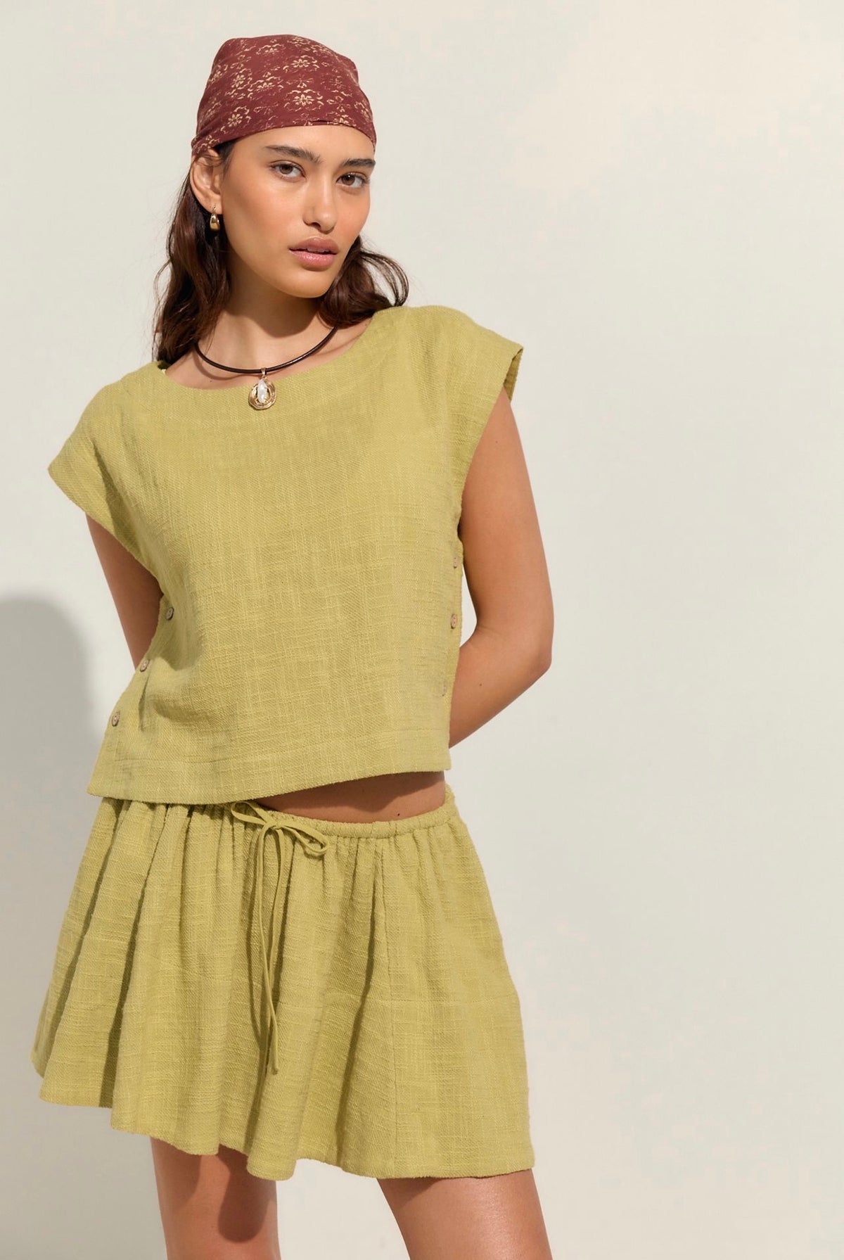 Free People Free-est Skye Mini Skirt in Avocado - Medium