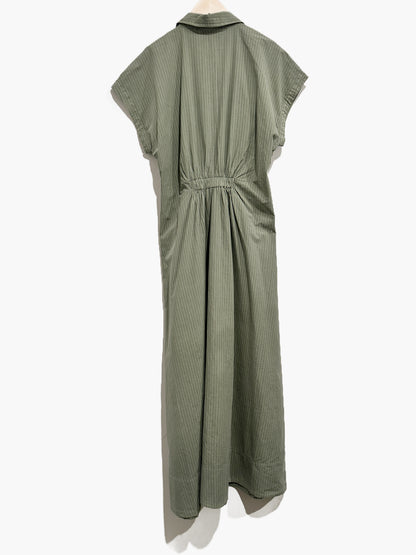 Marine Layer NWT Arden Midi Shirt Dress in Olive/Navy Stripe - Medium