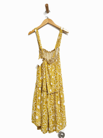 Anthropologie Ruffle Babydoll Dress in Yellow Pattern - Medium