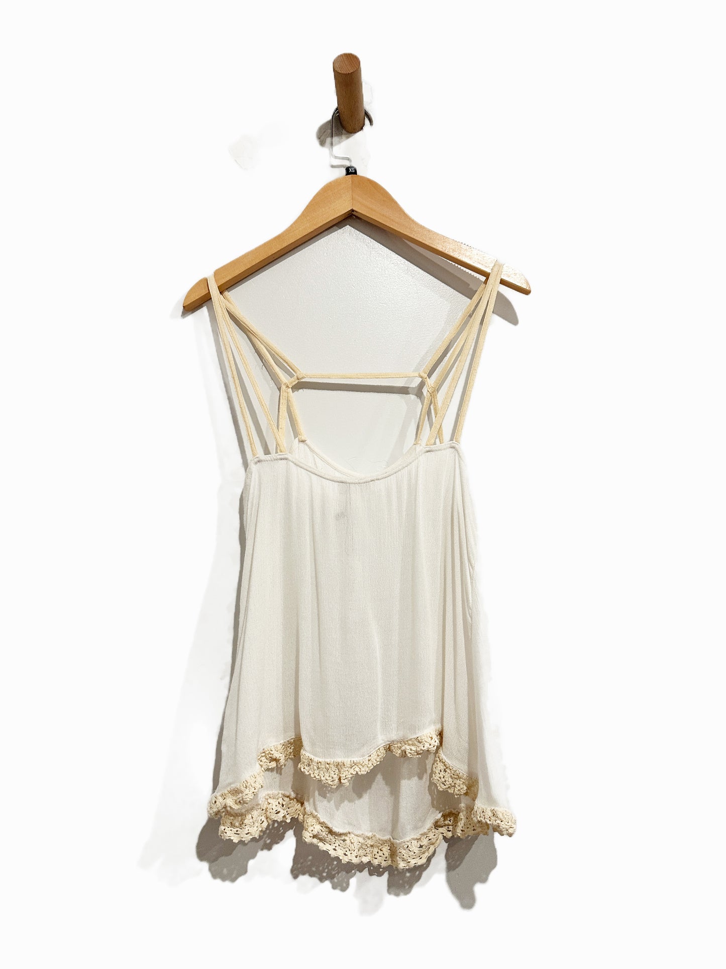 Free People Cream w/Crochet Trim Tank - XS