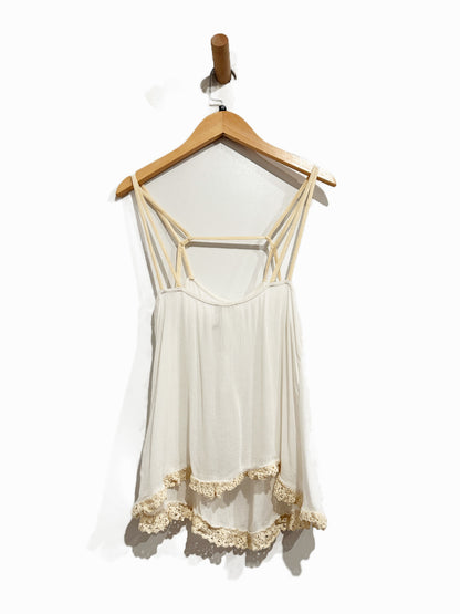 Free People Cream w/Crochet Trim Tank - XS