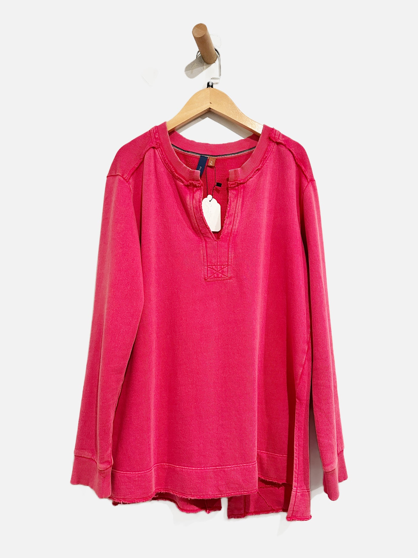 Anthropologie Pink Notch Neck Pullover - XS