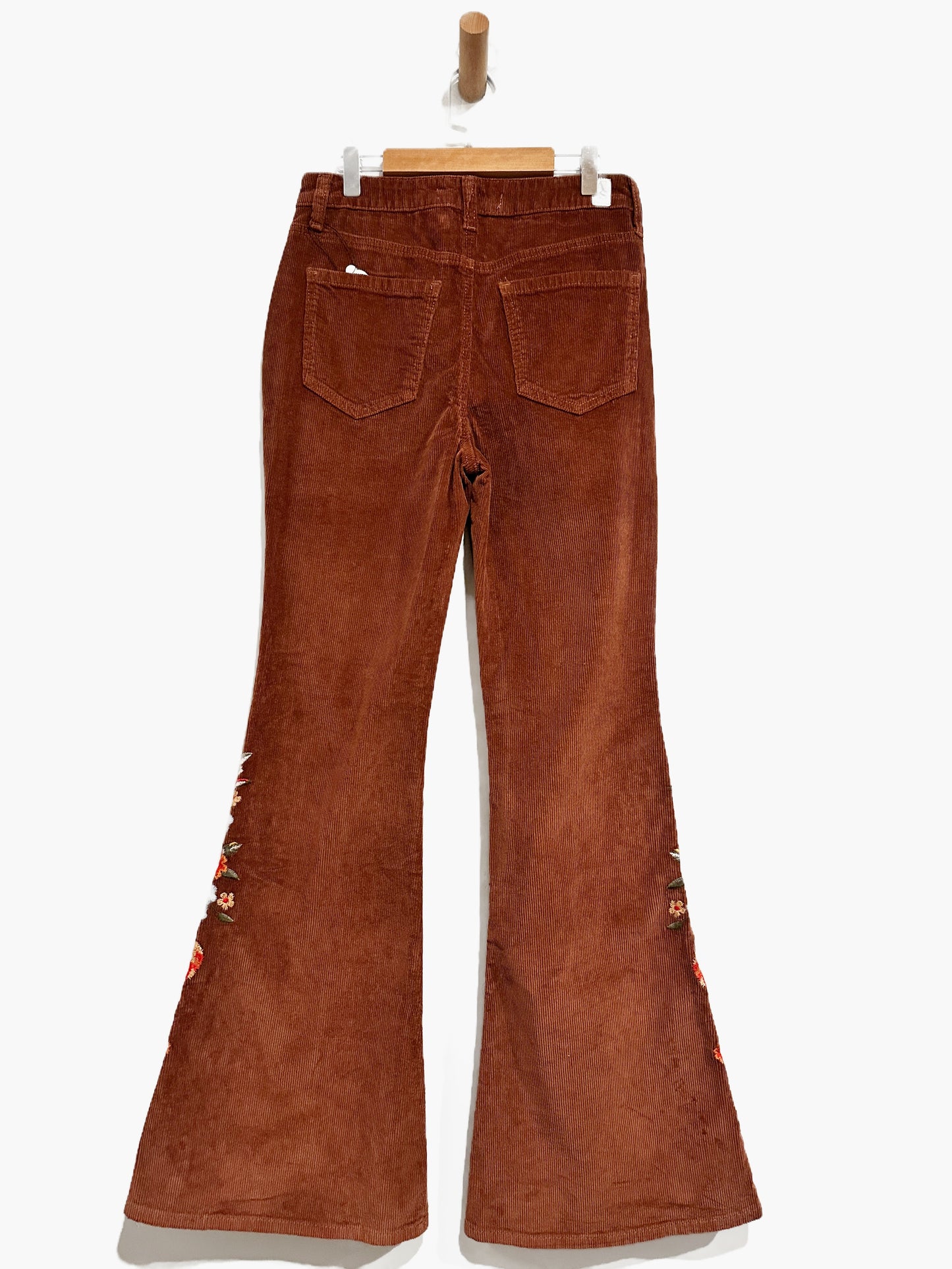 NWT Altar’d State Emmaline Embroidered Corduroy Flare Pants in Rust - 25