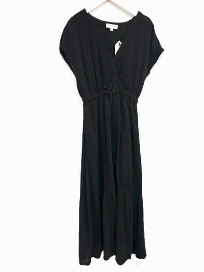 Michael Stars Rylee Gauze Midi Dress in Black - XS