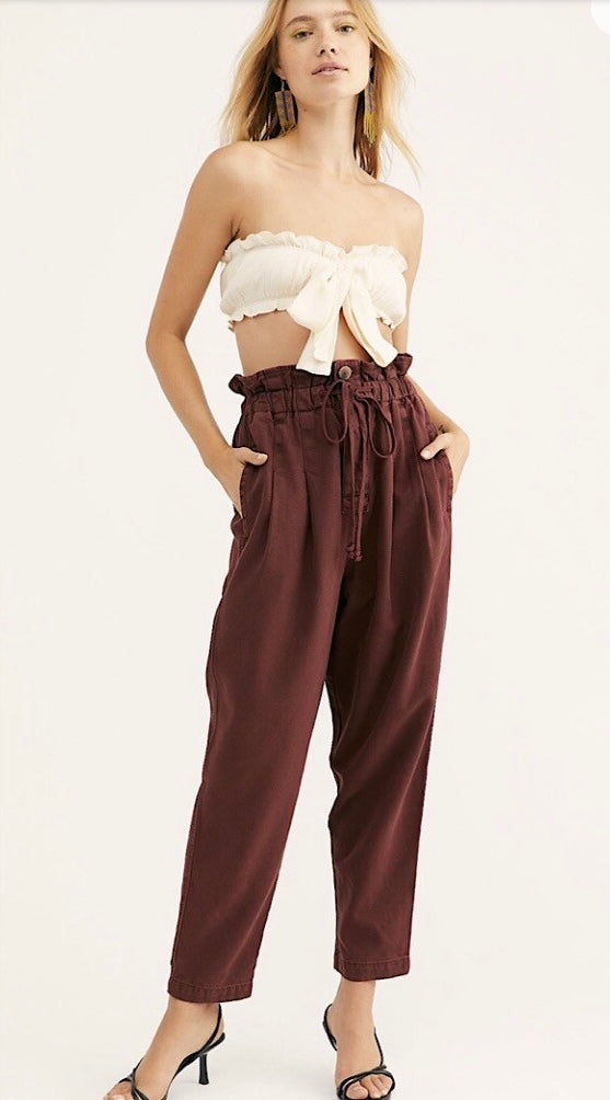 Free People Margate Pleated Trouser Pants in Vina - Large
