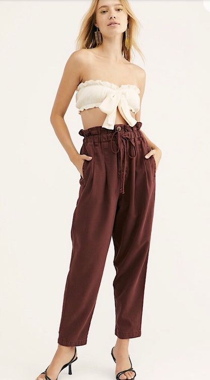 Free People Margate Pleated Trouser Pants in Vina - Large