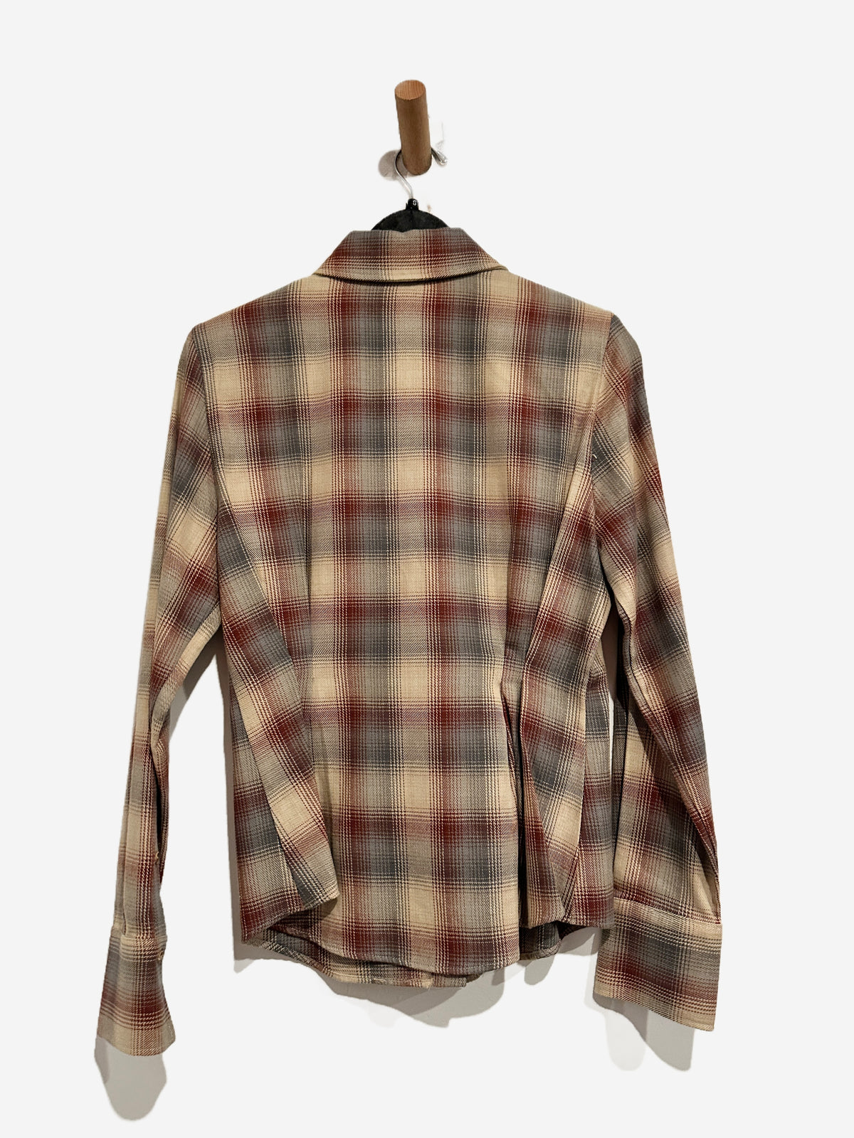 Zara Tan/Maroon Plaid Button Down - Small