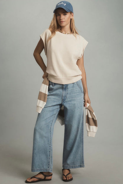 Anthropologie Pilcro Muscle Sweatshirt in Ivory - Large