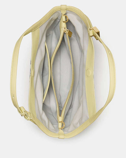 Kate Spade Deco Snake Embossed Small Tulip Tote Bag in Pale Citron
