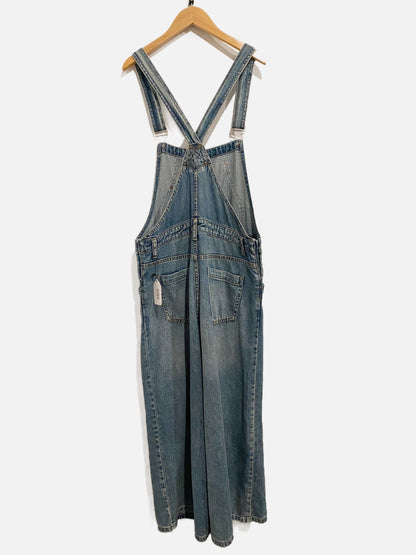 Free People Dark Wash Wide Leg Overalls - 28