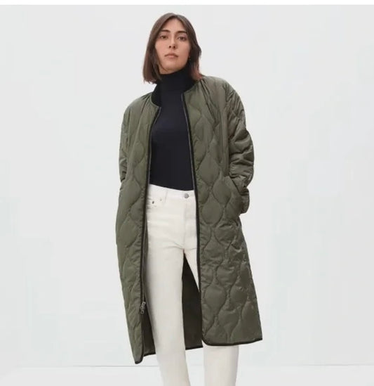 Everlane Green Quilted Long Puffer - Small