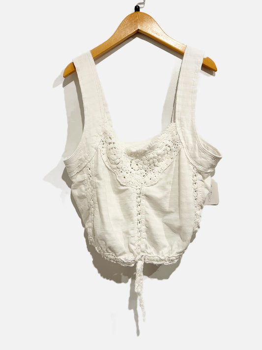 Free People White Crochet Detail Tank - Small