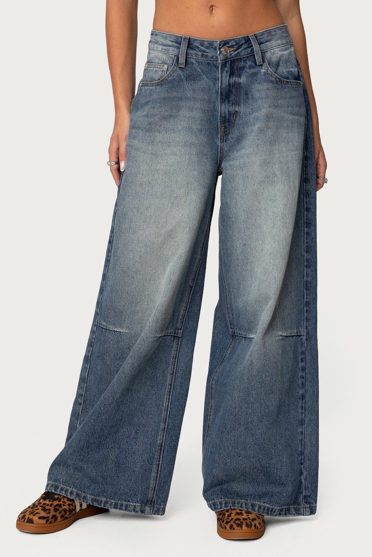 Edikted Skater Girl Washed Low Rise Baggy Jeans - Medium