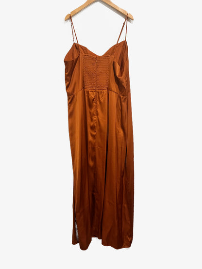 Abercrombie & Fitch Camille Satin Midi Dress in Copper - XL