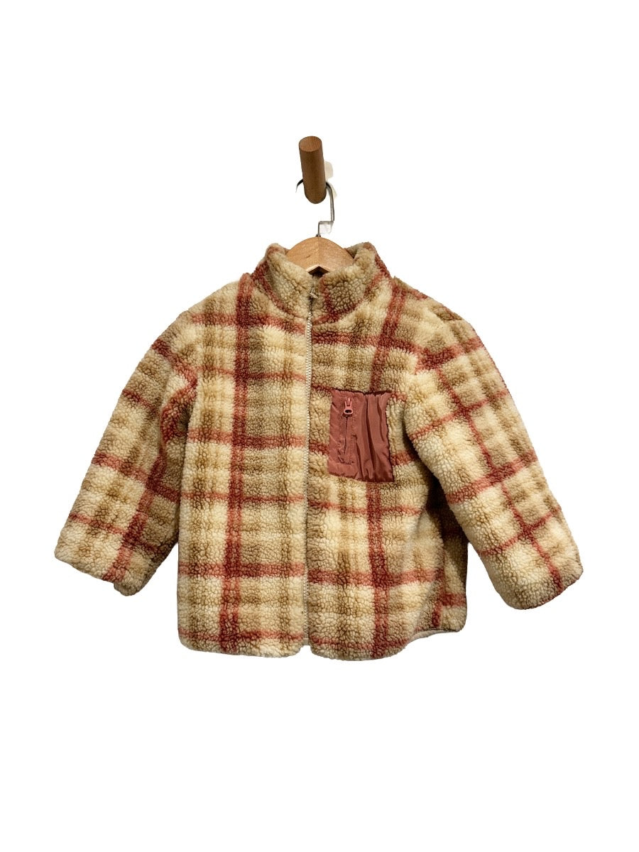 Zara Kids Cream and Pink Plaid Jacket - 4/5
