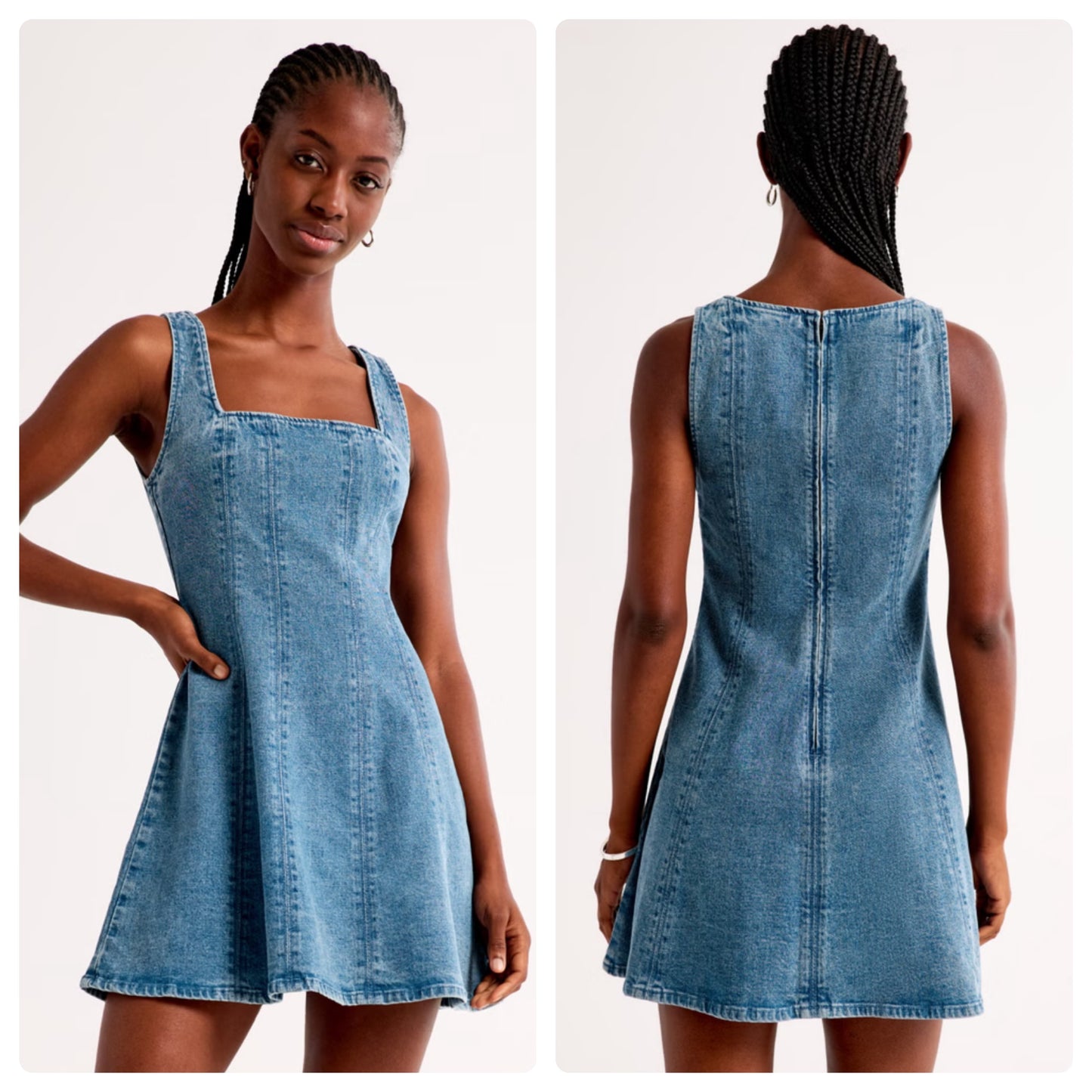 Abercrombie & Fitch Mila Square Neck Denim Dress - XL