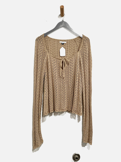 American Eagle Brown Crochet LS Top - XL