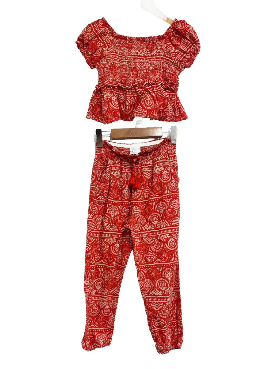 Mayoral Red and White Top and Pant Set - 6